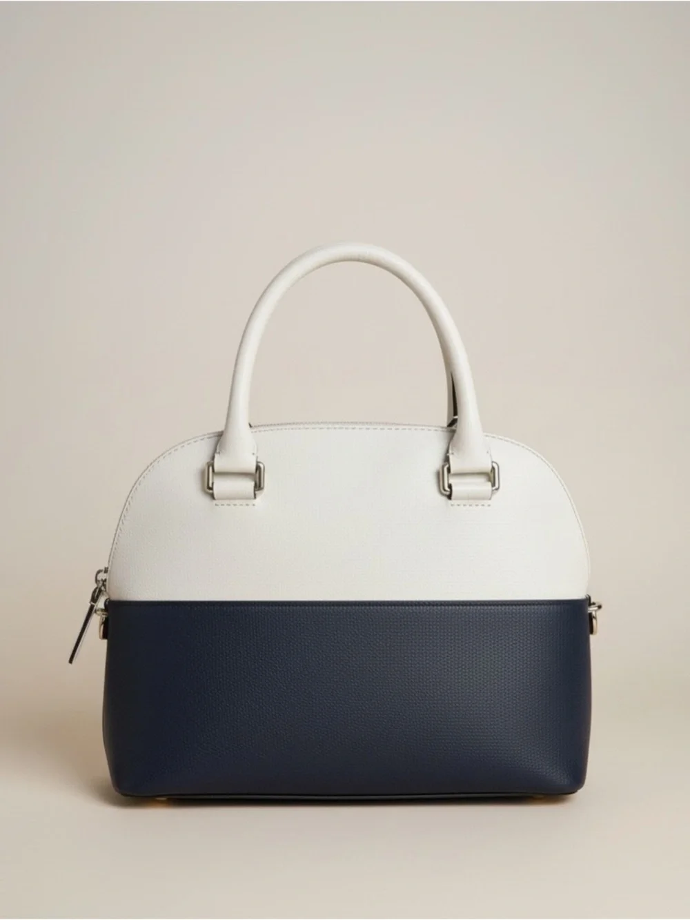 Kate Spade Dome Satchel White Navy Leather Crossbody Classic Chic